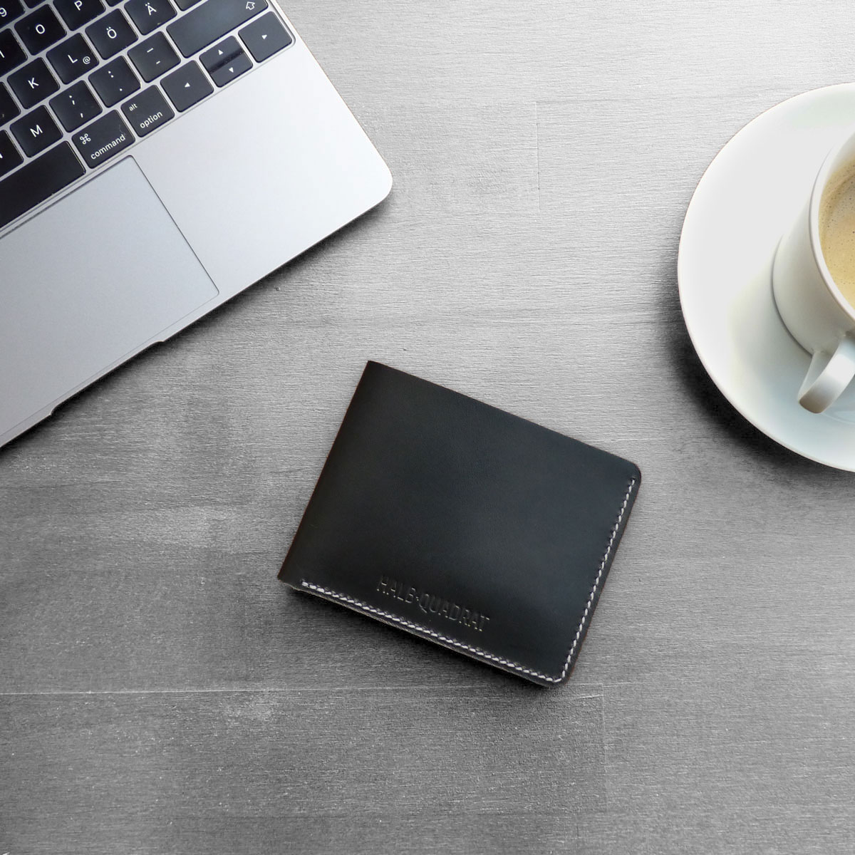 Portemonnaie aus schwarzem Leder